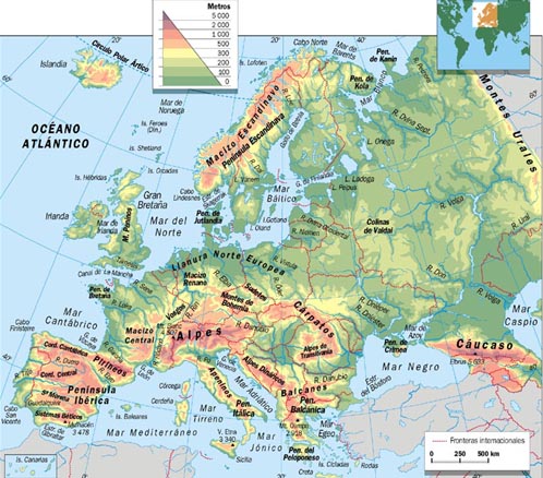 mapa de europa. mapa europa fisico.